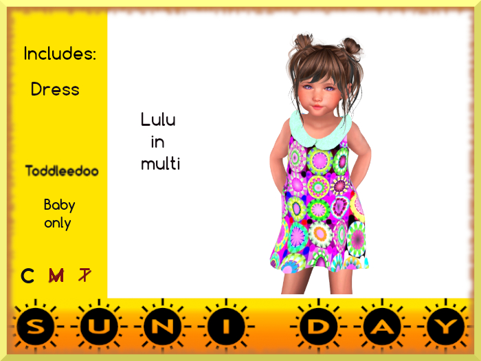 Second Life Marketplace *Suni Day* Lulu dress in multi TD Baby